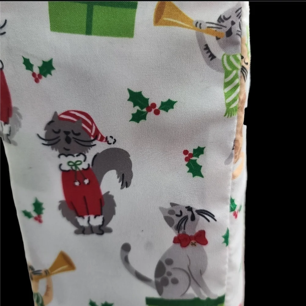 4pc Christmas Cats Caroling Hollyberry Queen Size Bed Sheet Set Decor New